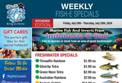 Big Al's (Kitchener) Weekly Specials July 19 to 25