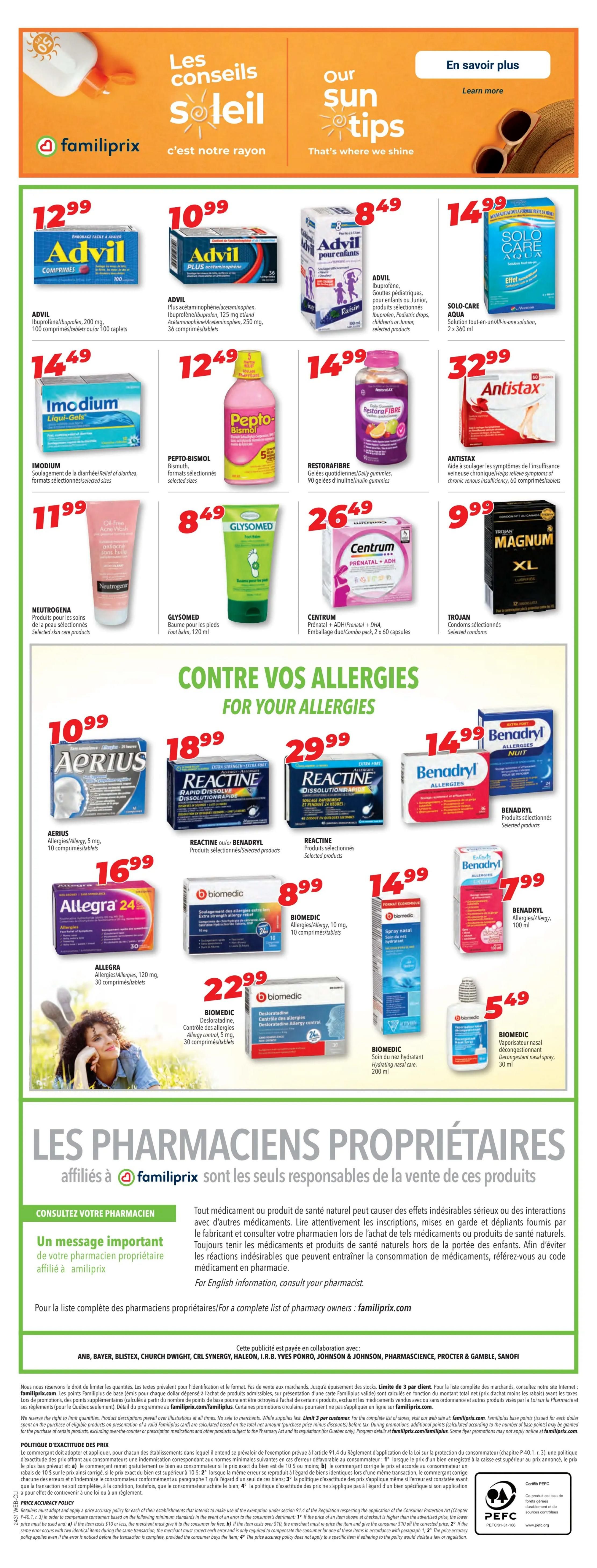 Familiprix Clinique Flyer July 25 to 31