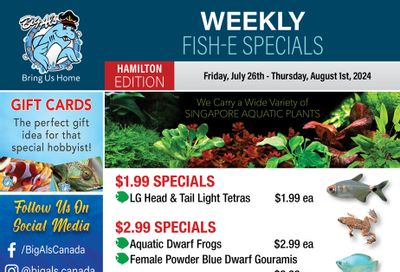 Big Al's (Hamilton) Weekly Specials July 26 to August 1