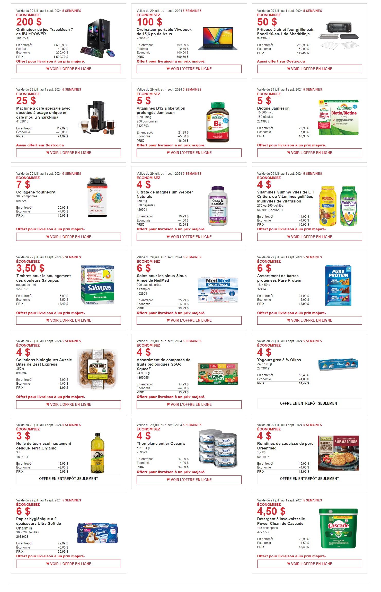 Costco (QC) Weekly Savings July 29 to August 11