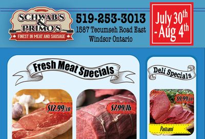 Schwab's & Primo's Flyer July 30 to August 4