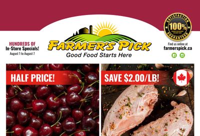 Farmer's Pick Flyer August 1 to 7