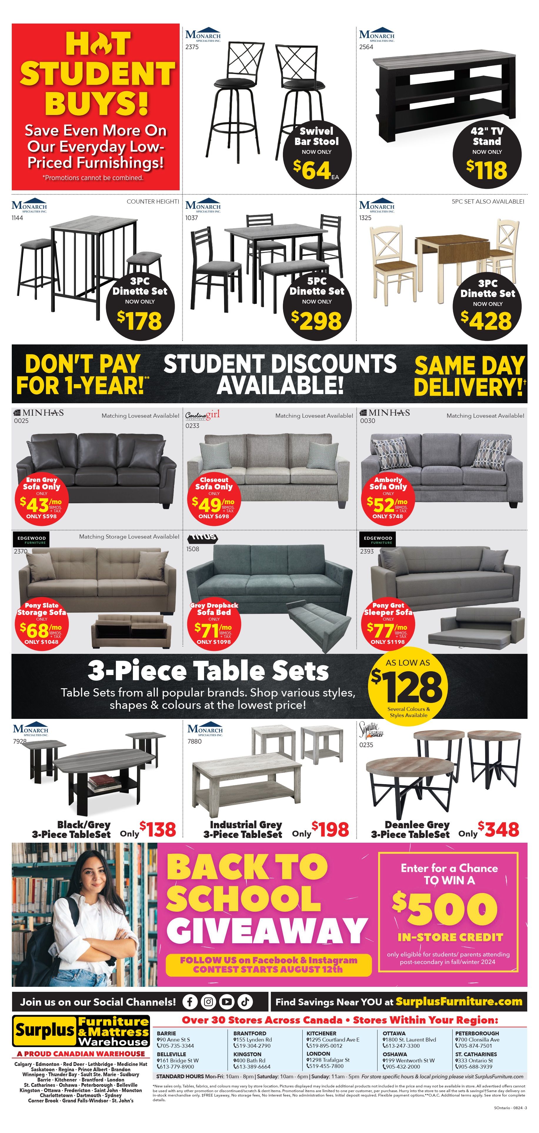 Surplus Furniture & Mattress Warehouse (S Ontario) Flyer August 1 to September 1