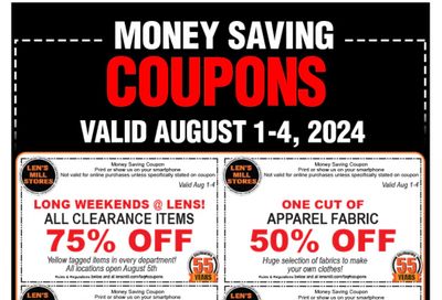 Len's Mill Stores Flyer August 1 to 4