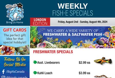 Big Al's (London) Weekend Specials August 2 to 4