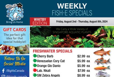 Big Al's (Whitby) Weekly Specials August 2 to 8