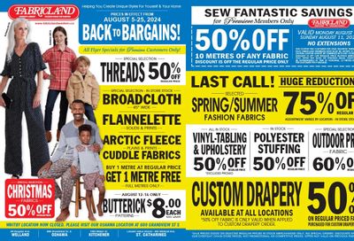 Fabricland (Oshawa, Whitby, Kitchener, St. Catharines, Welland) Flyer August 5 to 25