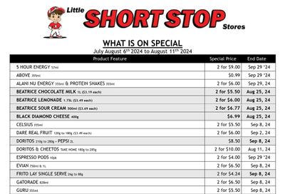 Little Short Stop Flyer August 5 to 11