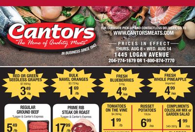 Cantor's Meats Flyer August 8 to 14