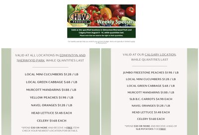 H&W Produce Flyer August 8 to 14