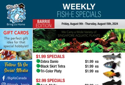 Big Al's (Barrie) Weekly Specials August 9 to 15