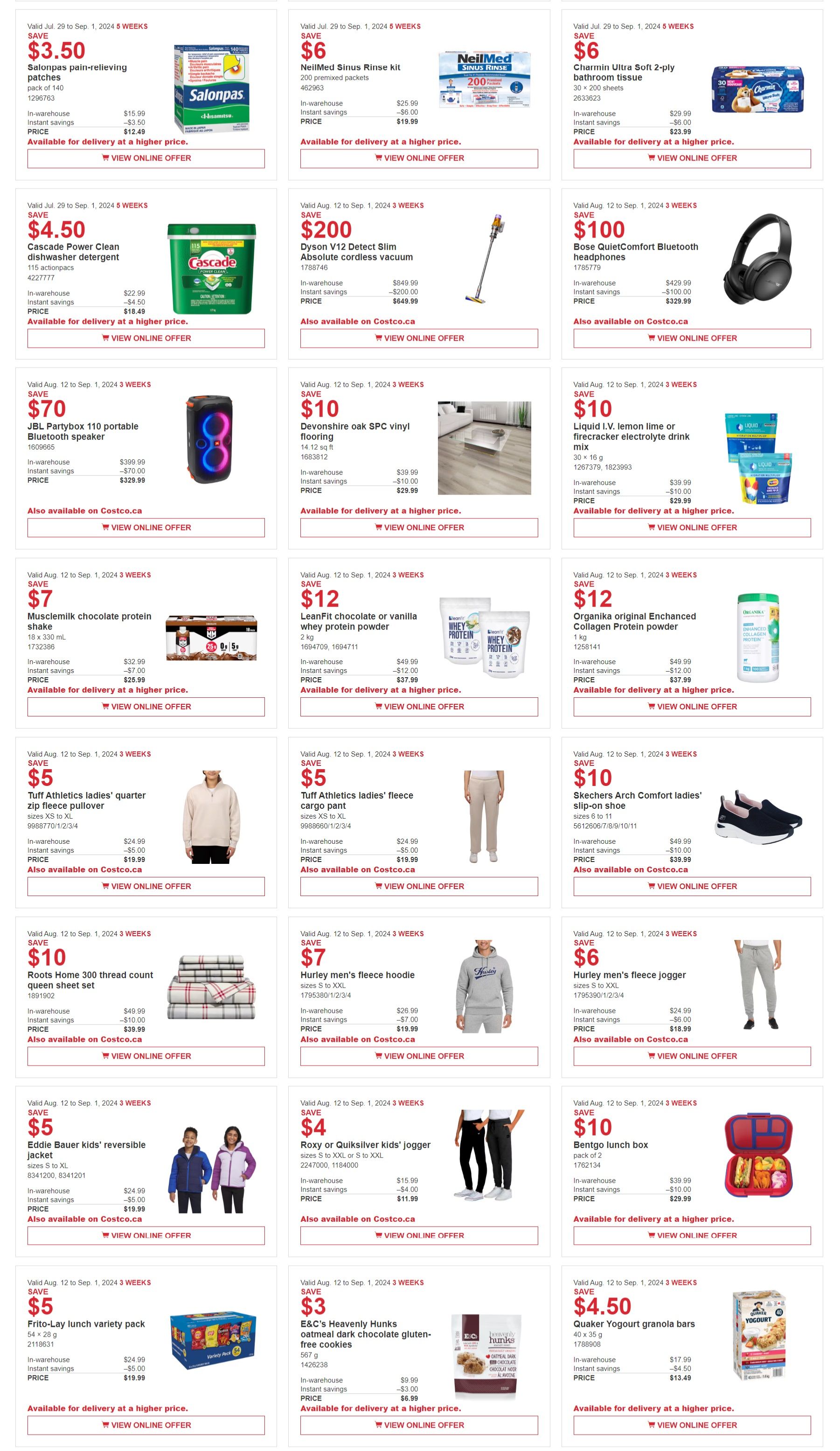 Costco (ON, West, Atlantic Canada) Weekly Savings August 12 to September 1