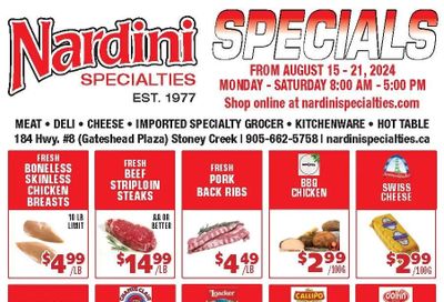 Nardini Specialties Flyer August 15 to 21