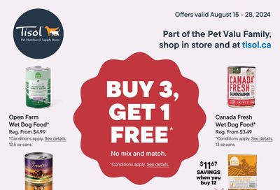 Tisol Pet Nutrition & Supply Stores Flyer August 15 to 28