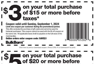 Bulk Barn Canada Coupon, valid until Septenber 1