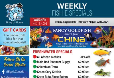 Big Al's (Vaughan) Weekly Specials August 16 to 22