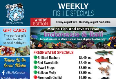 Big Al's (Whitby) Weekly Specials August 16 to 22