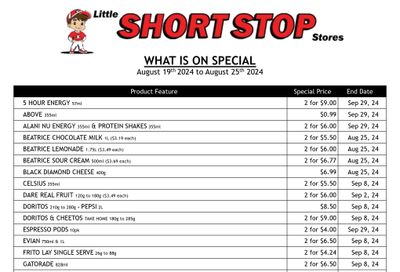 Little Short Stop Flyer August 19 to 25