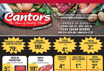 Cantor's Meats Flyer August 22 to 28