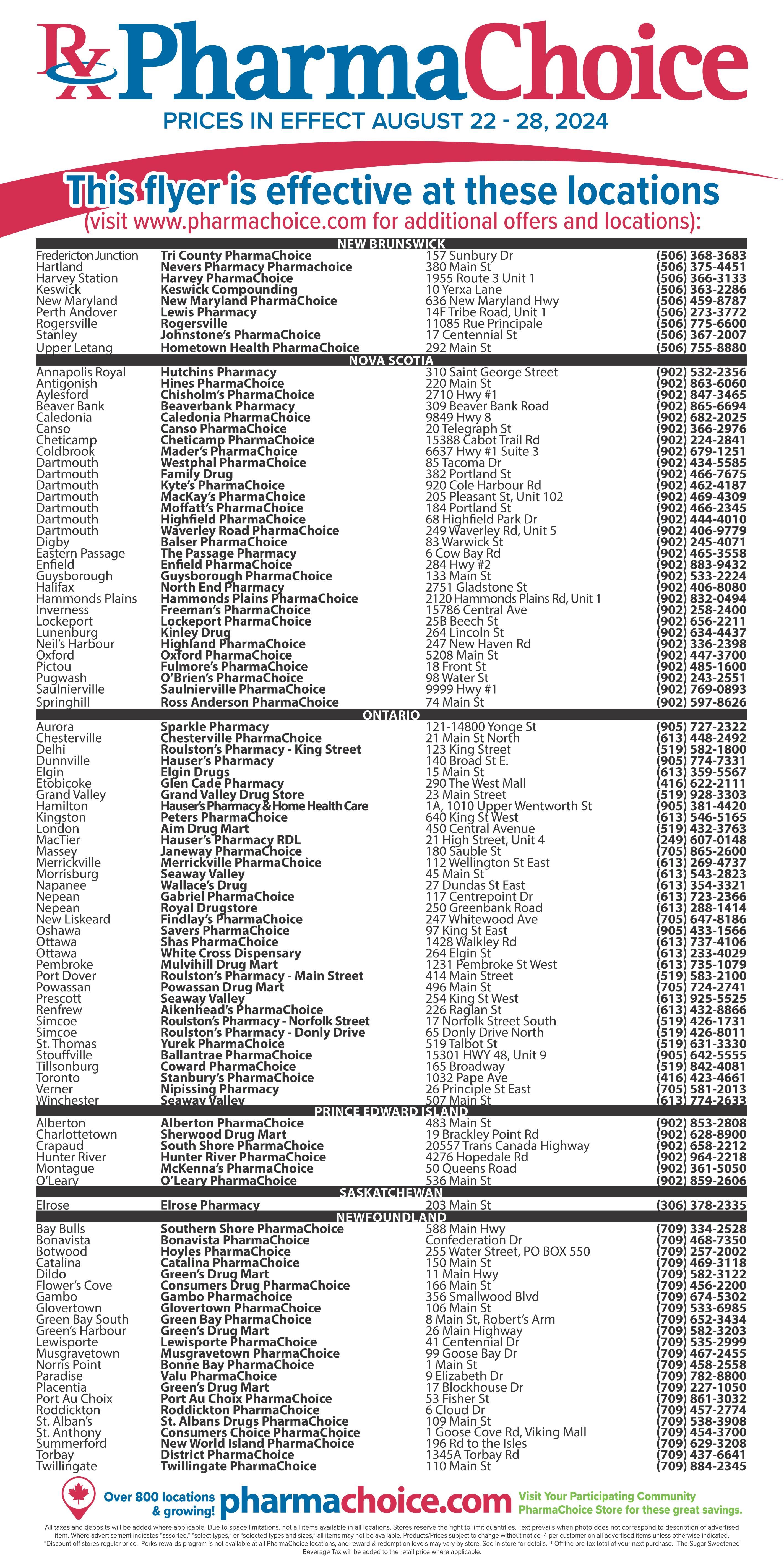 PharmaChoice (ON & Atlantic) Flyer August 22 to 28