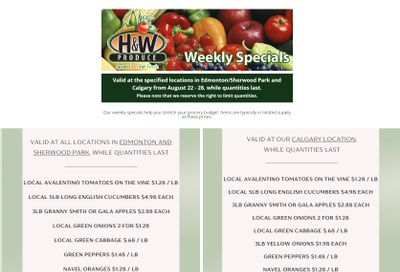 H&W Produce Flyer August 22 to 28