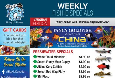 Big Al's (Vaughan) Weekly Specials August 23 to 29