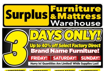 Surplus Furniture & Mattress Warehouse (Winnipeg) Flyer August 26 to September 1