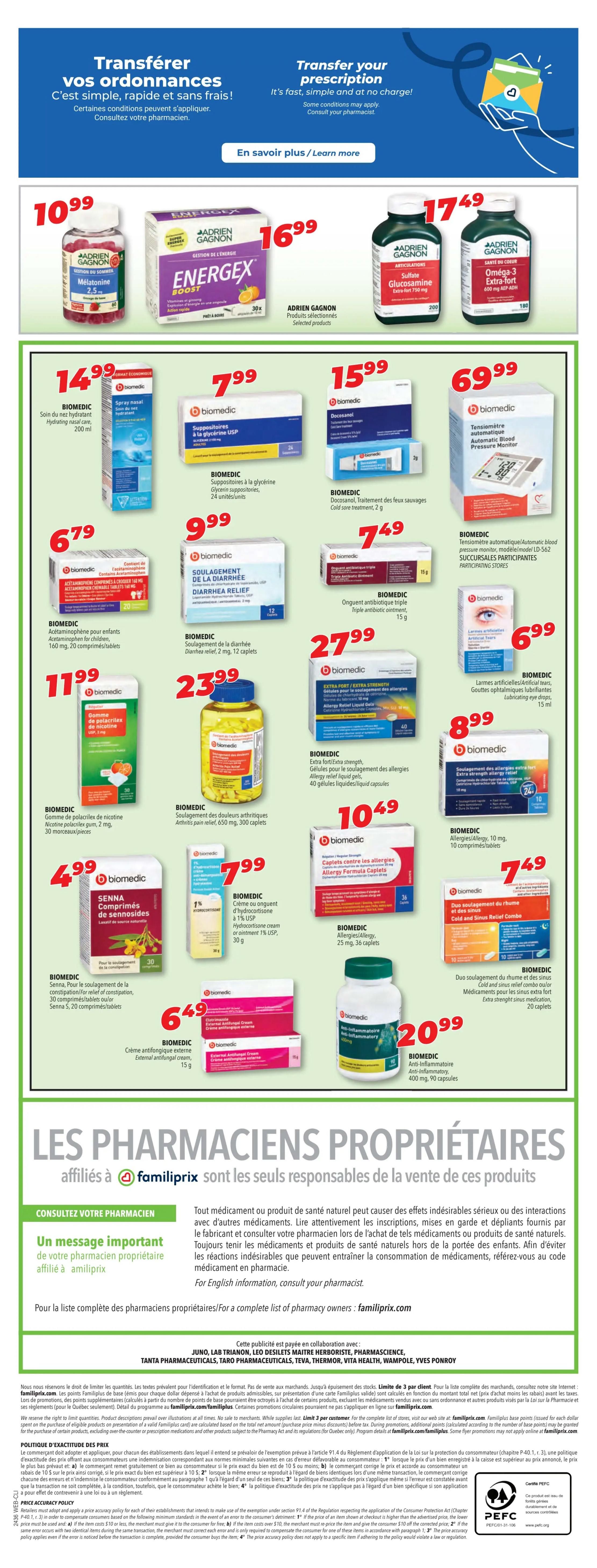 Familiprix Clinique Flyer August 29 to September 4
