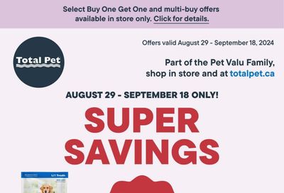 Total Pet Flyer August 29 to September 18