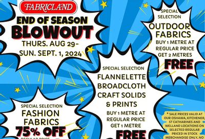 Fabricland (Oshawa, Whitby, Kitchener, St. Catharines, Welland) Flyer August 29 to September 1