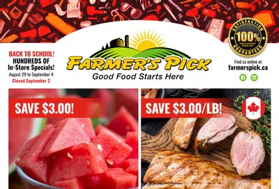 Farmer's Pick Flyer August 29 to September 4