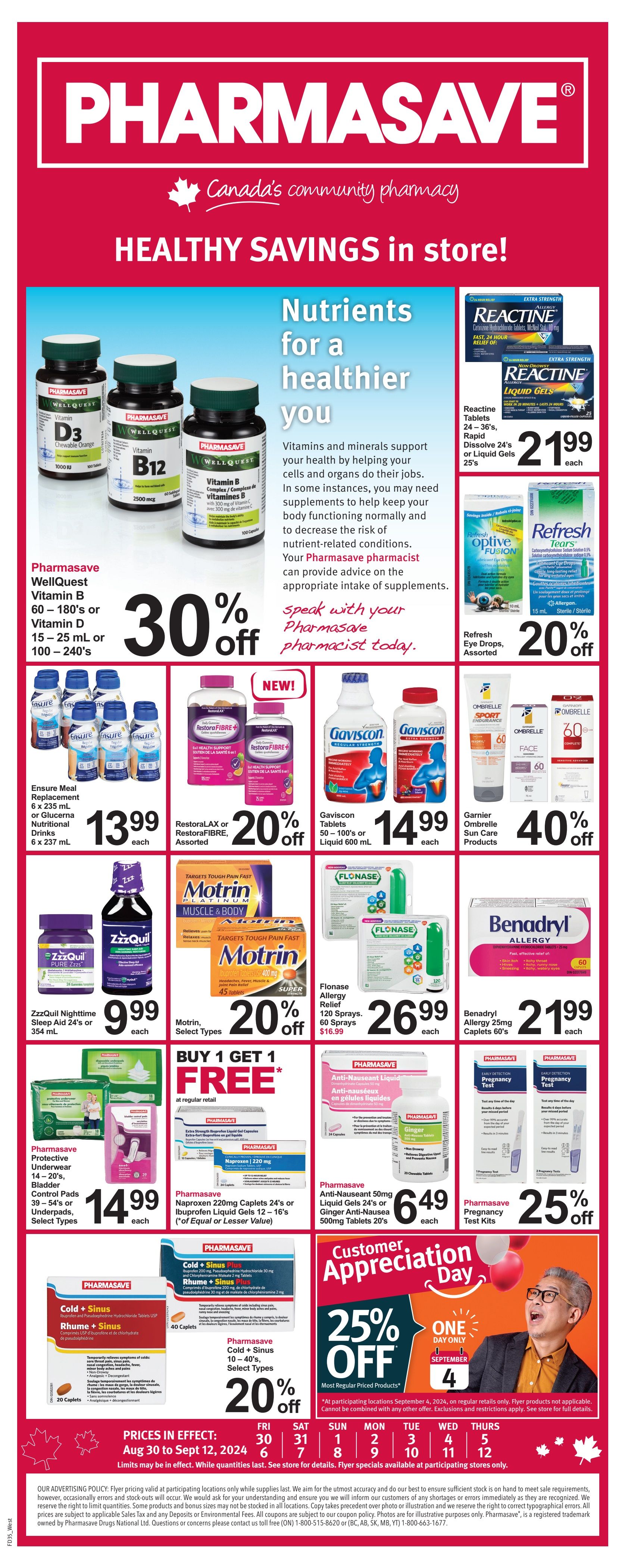 Pharmasave (West) Flyer August 30 to September 12