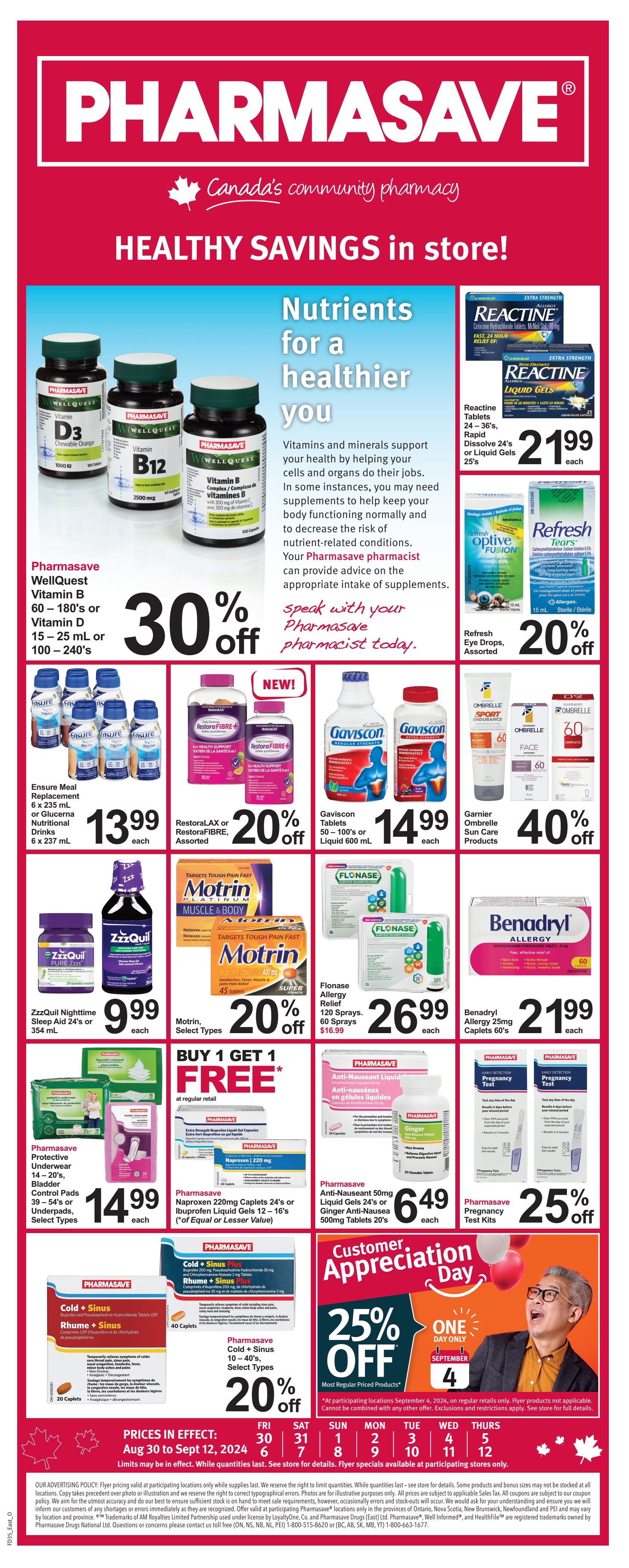 Pharmasave (ON) Flyer August 30 to September 12