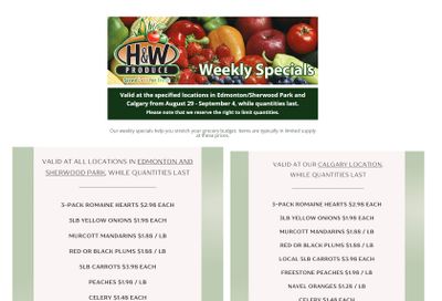 H&W Produce Flyer August 29 to September 4