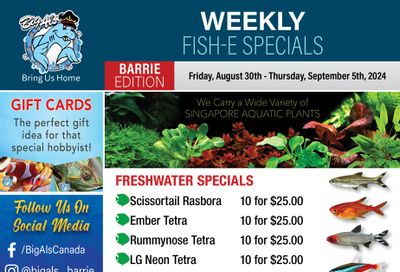 Big Al's (Barrie) Weekly Specials August 30 to September 5