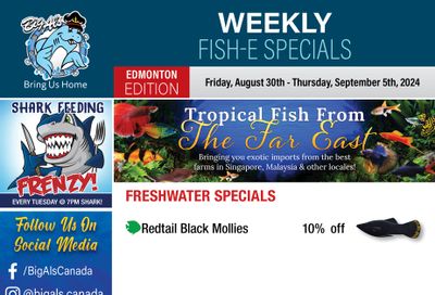 Big Al's (Edmonton) Weekly Specials August 30 to September 5