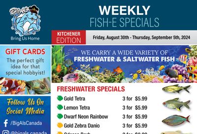 Big Al's (Kitchener) Weekly Specials August 30 to September 5