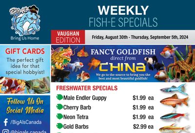 Big Al's (Vaughan) Weekly Specials August 30 to September 5