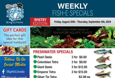 Big Al's (Whitby) Weekly Specials August 30 to September 5