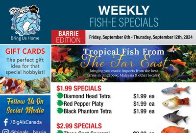 Big Al's (Barrie) Weekly Specials September 6 to 12