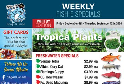 Big Al's (Whitby) Weekly Specials September 6 to 12