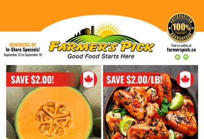 Farmer's Pick Flyer September 12 to 18