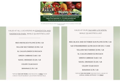 H&W Produce Flyer September 12 to 18