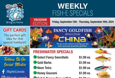 Big Al's (Vaughan) Weekly Specials September 13 to 19