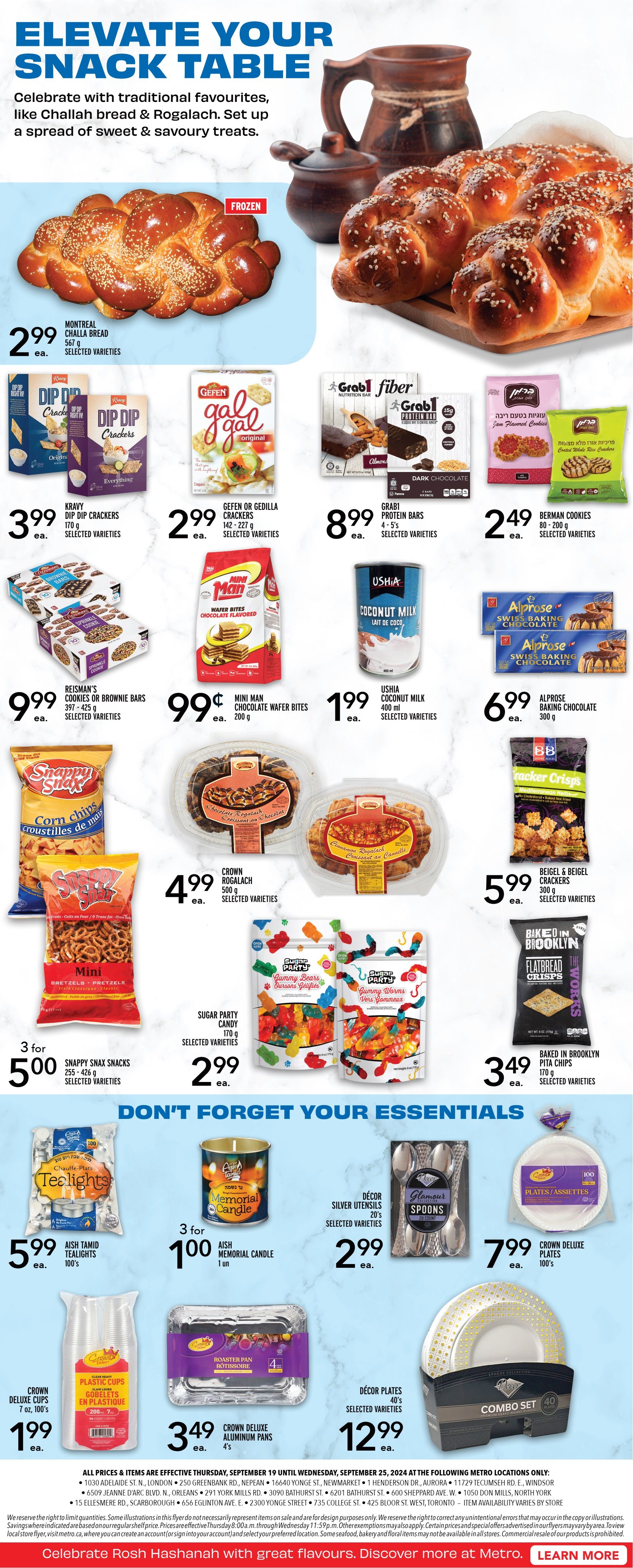 Metro (ON) Rosh Hashanah Flyer September 19 to 25