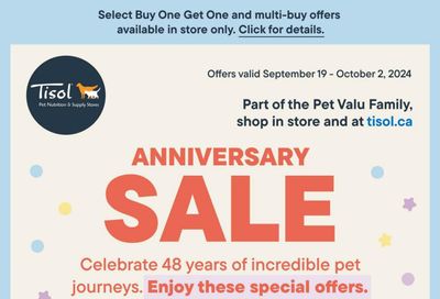 Tisol Pet Nutrition & Supply Stores Flyer September 19 to October 2