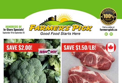 Farmer's Pick Flyer September 19 to 25