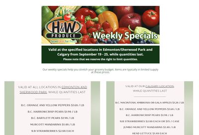 H&W Produce Flyer September 19 to 25