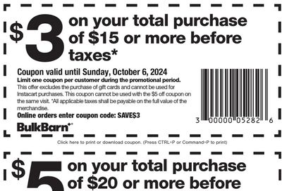 Bulk Barn Canada Coupon, valid until  October 6