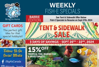 Big Al's (Barrie) Weekly Specials September 20 to 22